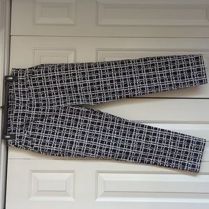 Blue patterned ankle pants